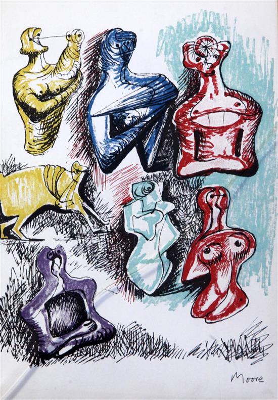§ Henry Moore, O.M., C.H. (1898-1986) Project for Catalogue Cover for G.Cramer, 1962 & Ideas for Sculpture 8 x 6in & 9.5 x 7in.
